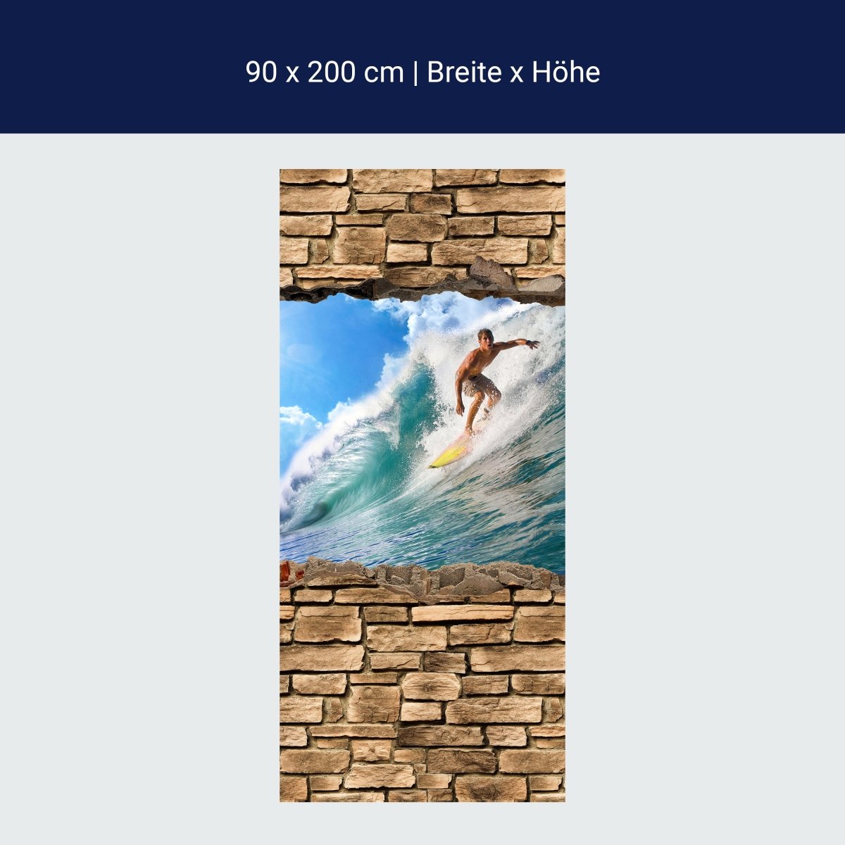 Door Wall Mural 3D Surfing - Stone Wall M0672