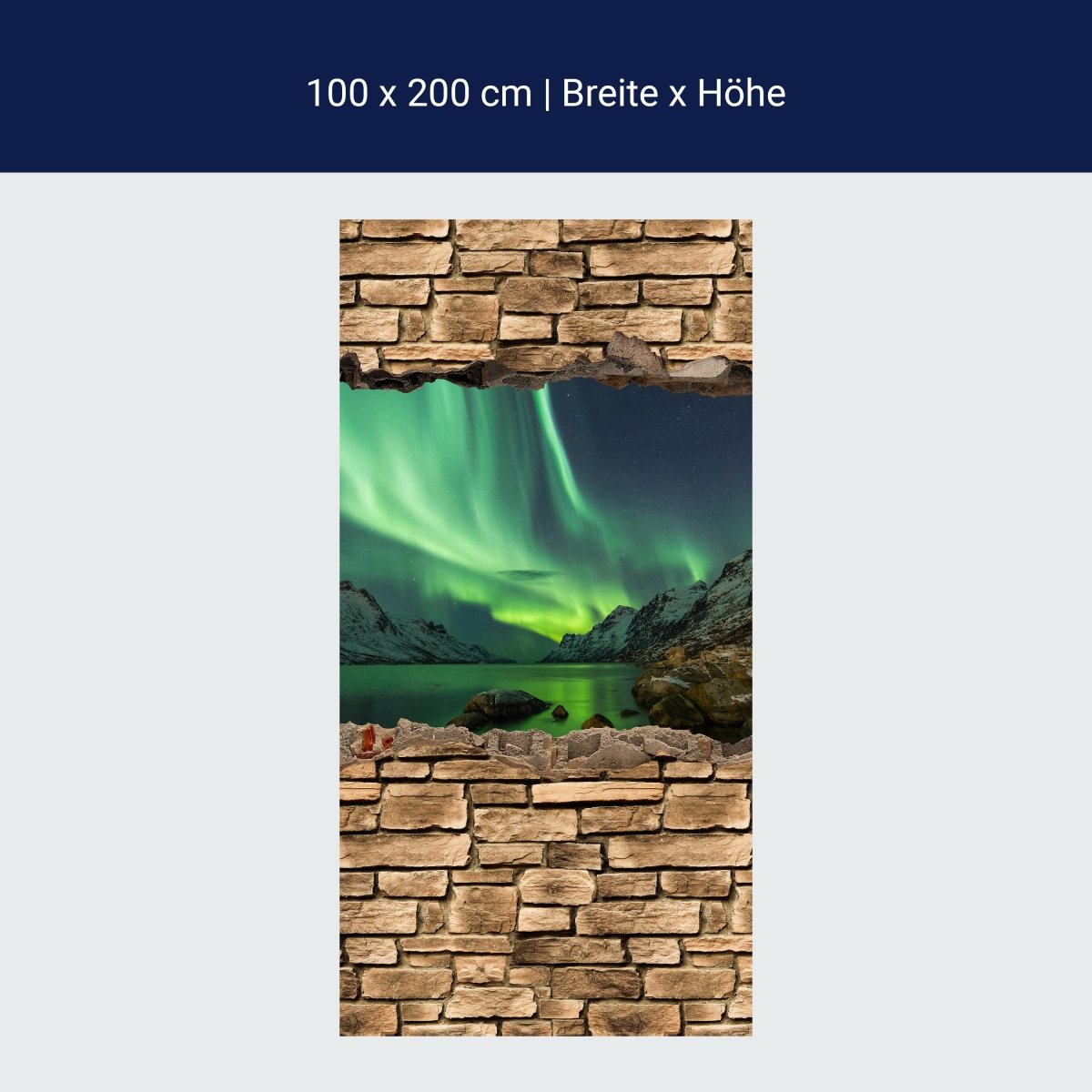 Shower screen 3D optics - Aurora Borealis Tromsö - stone wall M0675