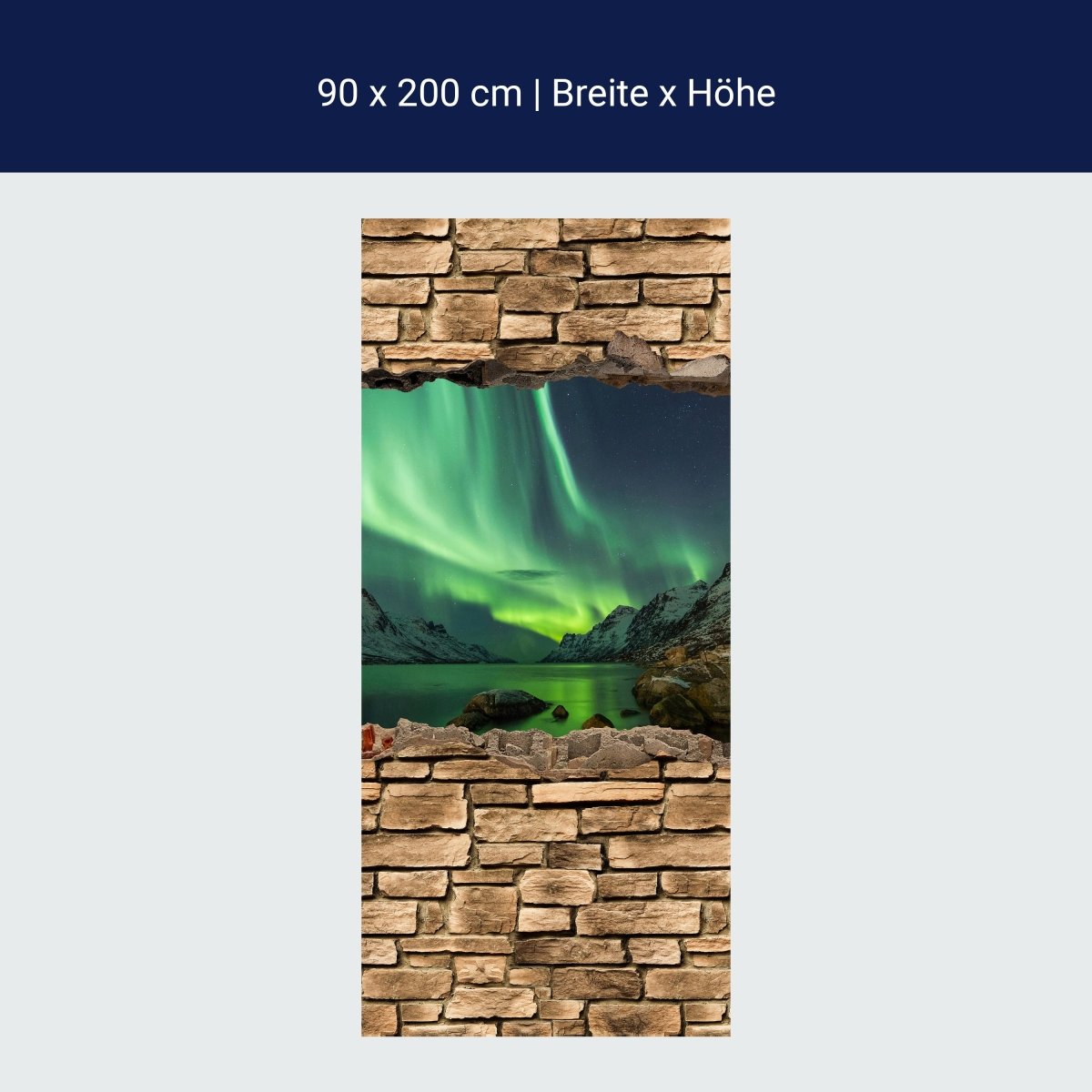Duschwand 3D Optik - Aurora Borealis Tromsö - Steinmauer M0675