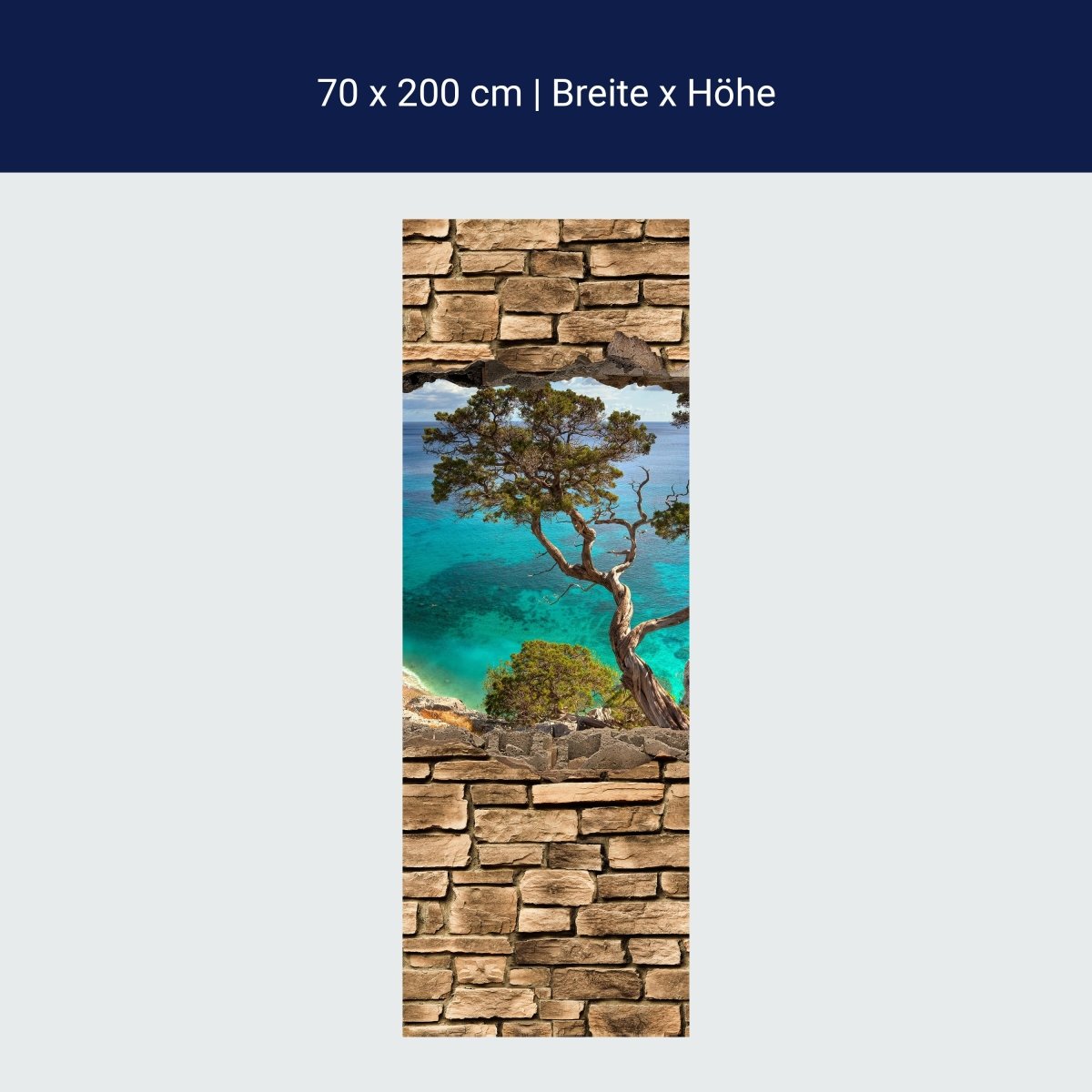 Duschwand 3D Alter Baum auf einer Klippe - Steinmauer M0677