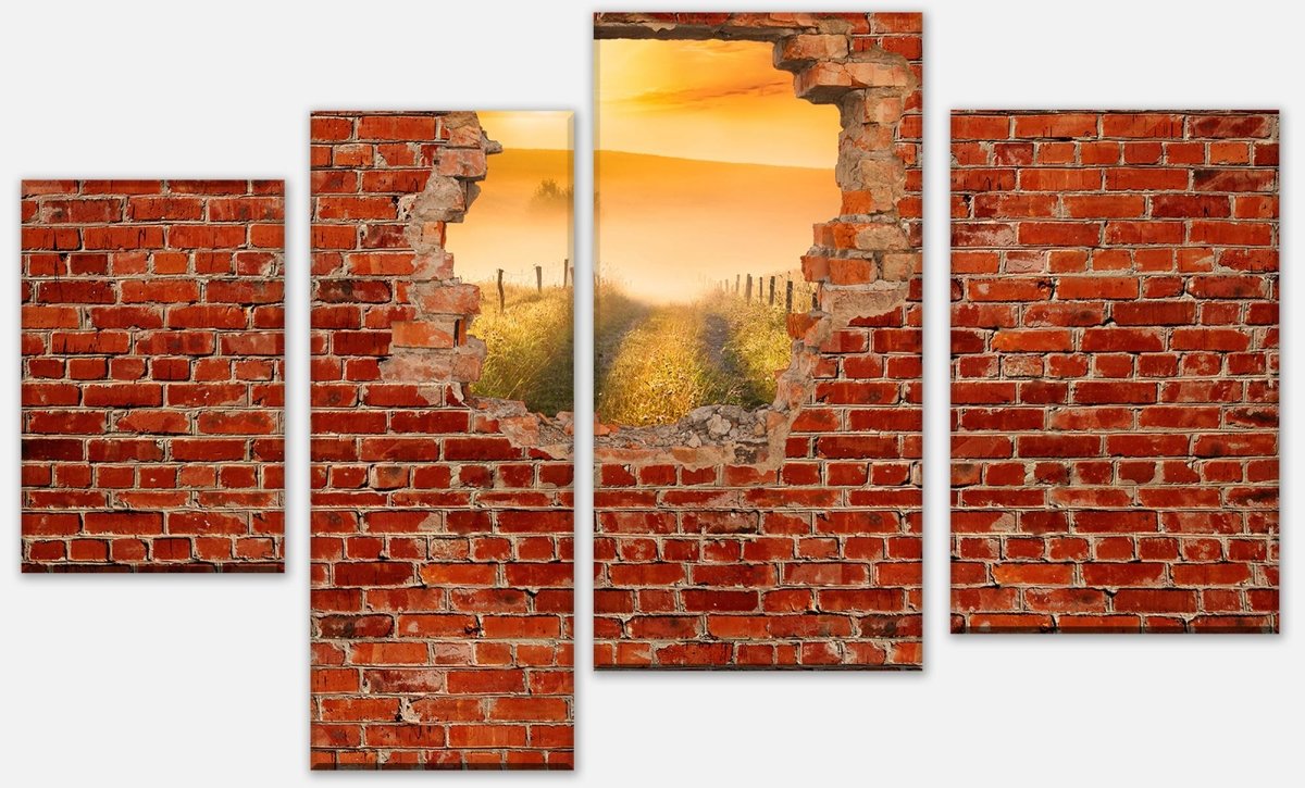 Stretched Canvas Print Hazy Landscape - Red Brick M0680