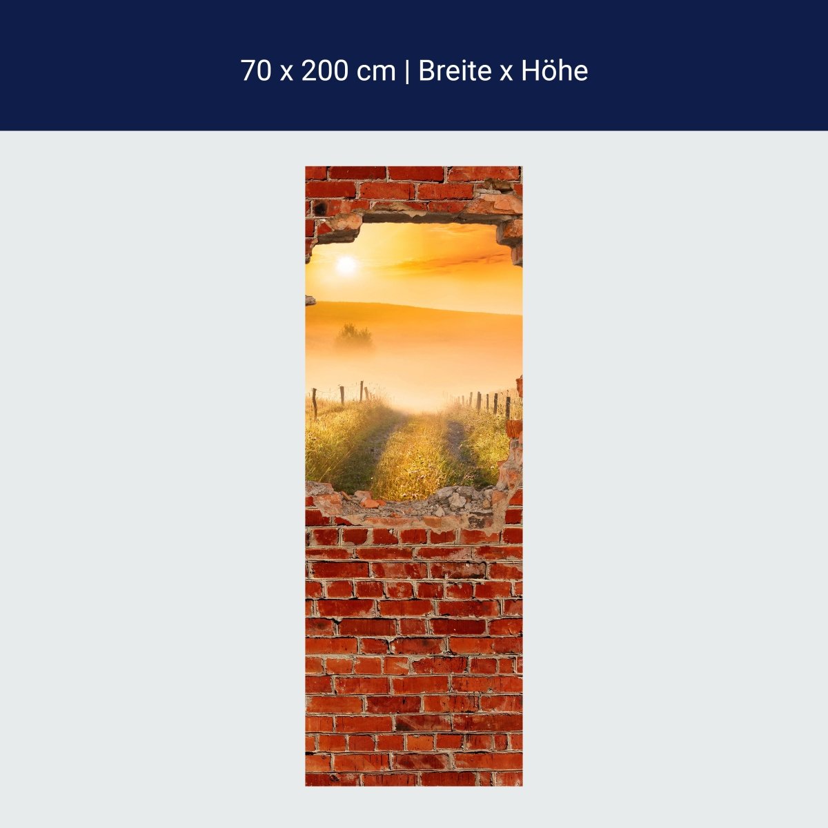 Papier Peint de Porte Paysage Brumeux - Brique Rouge M0680