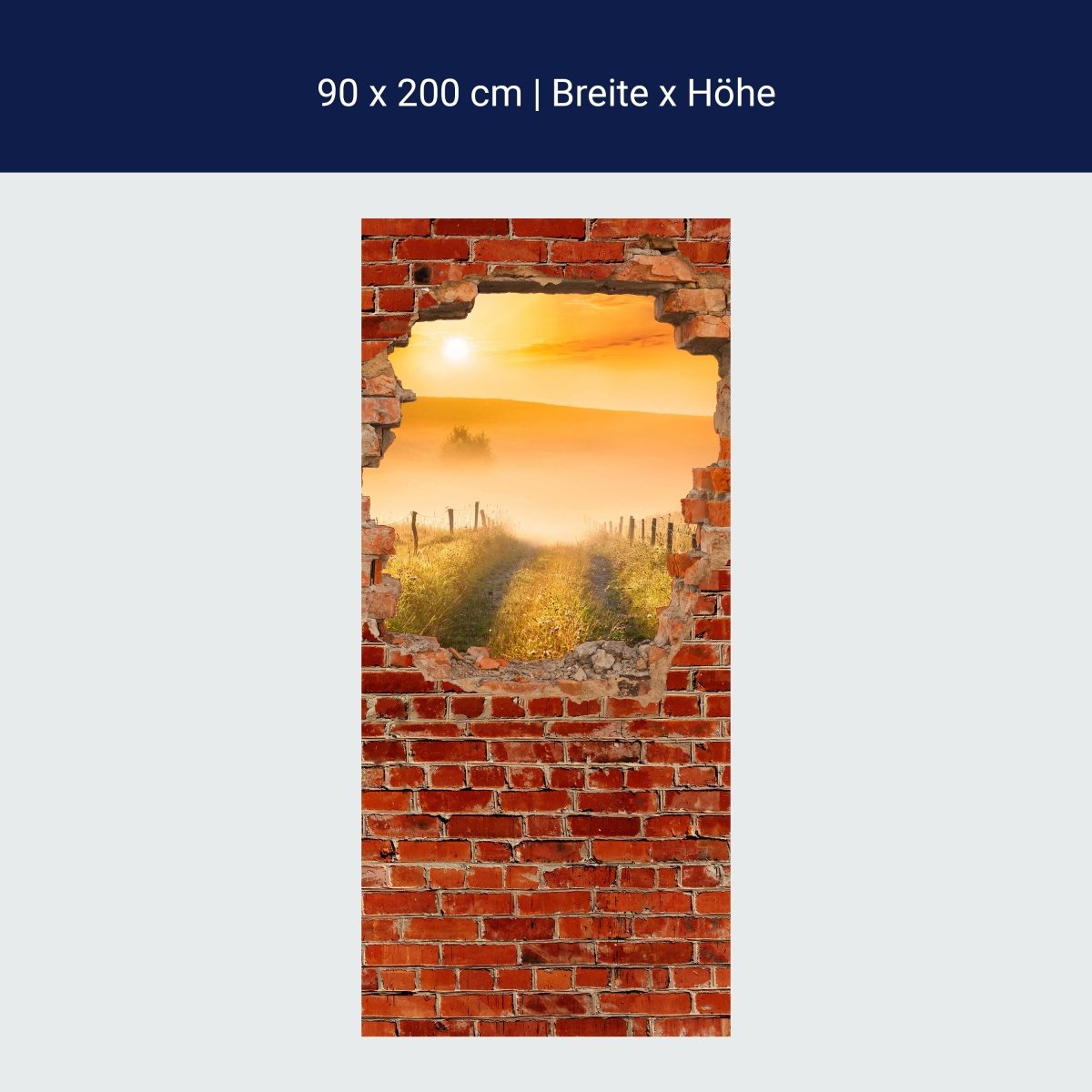 Papier Peint de Porte Paysage Brumeux - Brique Rouge M0680