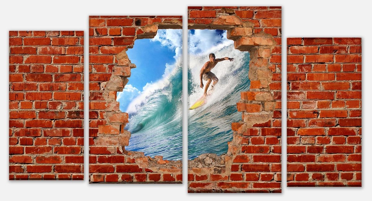 Stretched Canvas Print Surfing - Red Brick M0682