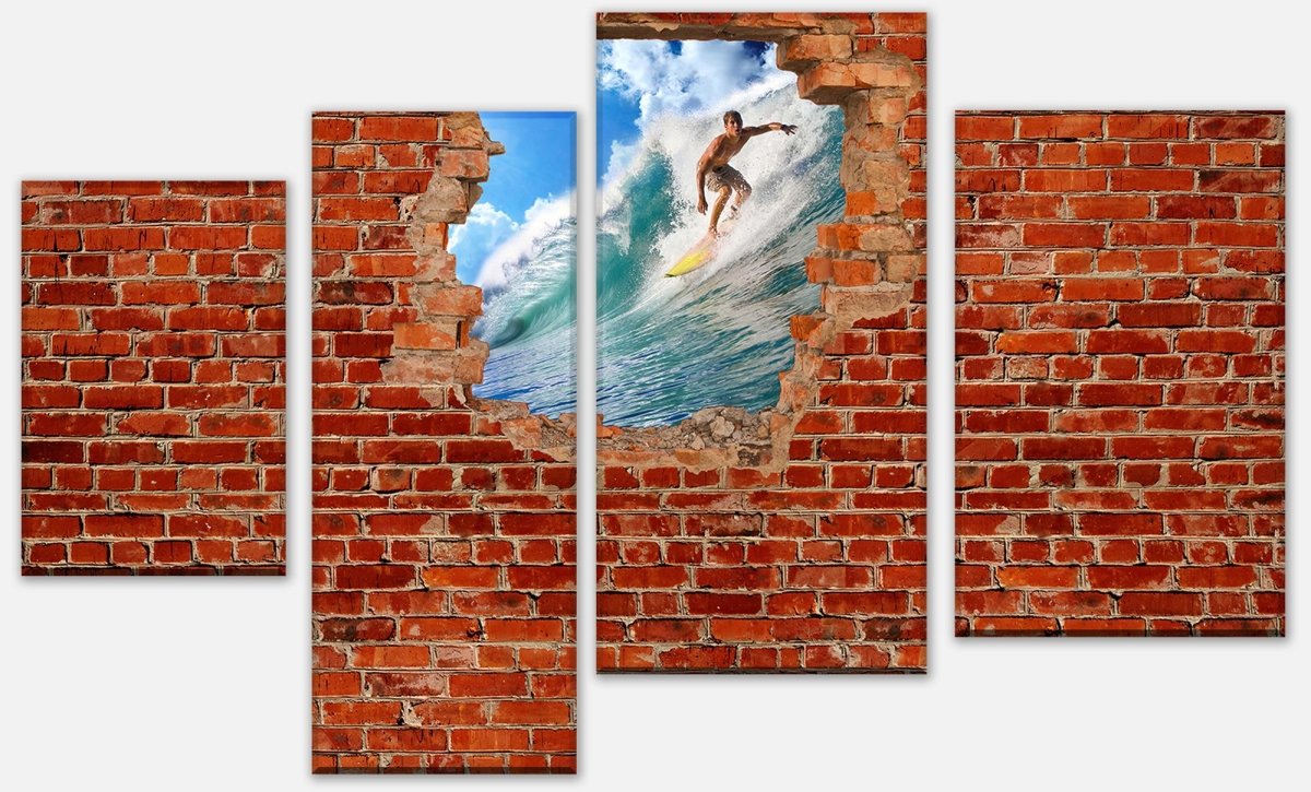Stretched Canvas Print Surfing - Red Brick M0682