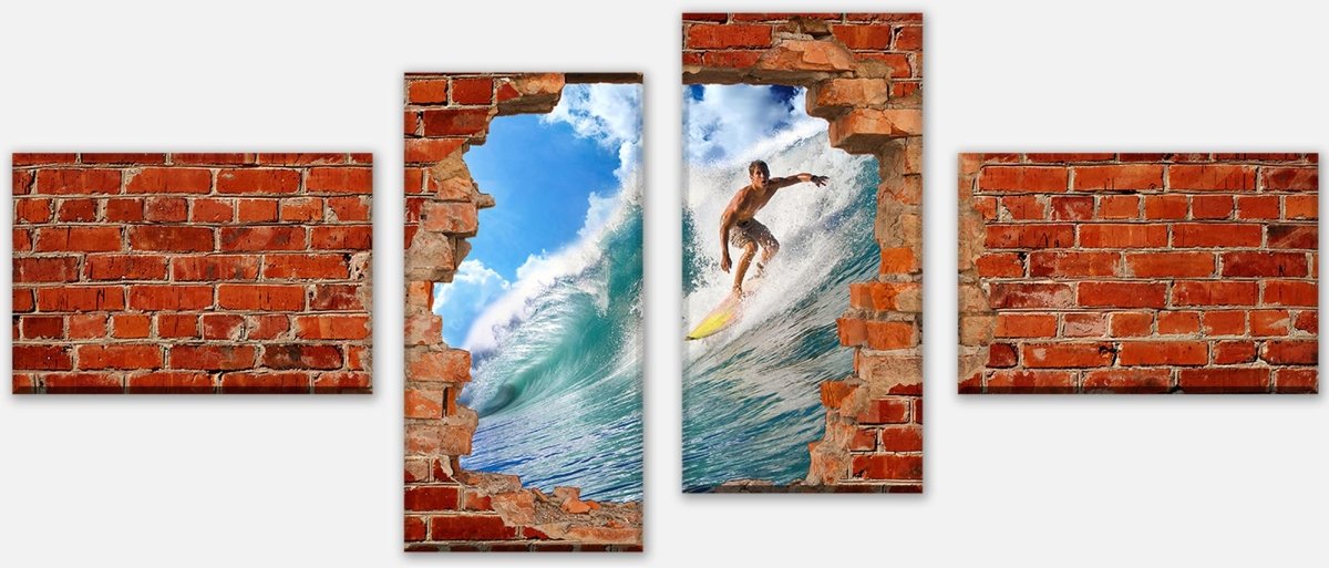 Stretched Canvas Print Surfing - Red Brick M0682