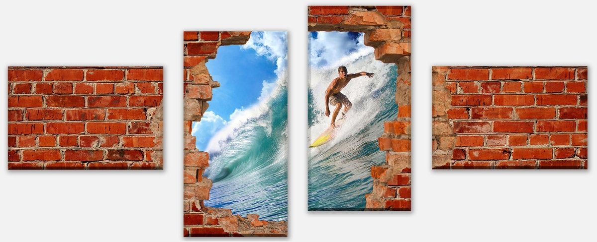 Stretched Canvas Print Surfing - Red Brick M0682