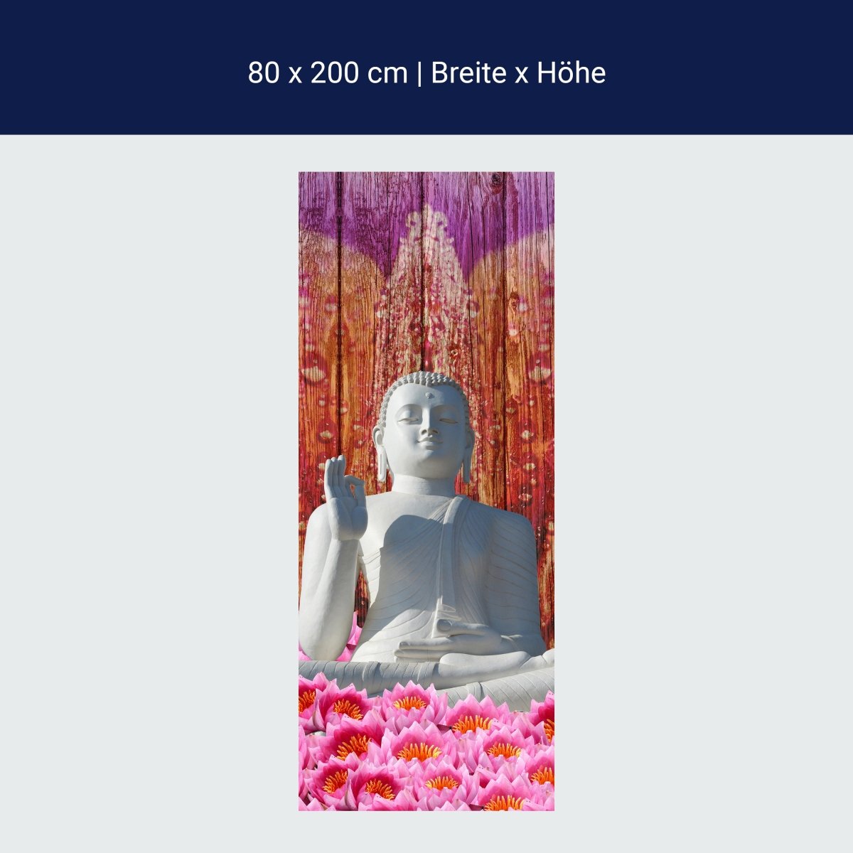 Papier Peint Porte Statue Bouddha Assis Blanc M0688