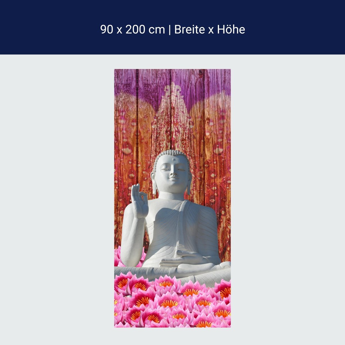 Papier Peint Porte Statue Bouddha Assis Blanc M0688