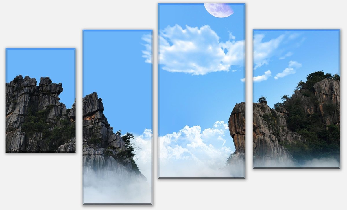 Stretched Canvas Print Mountain Peaks Above The Clouds M0699