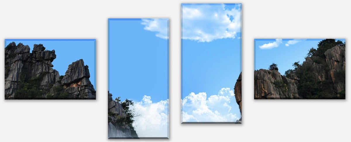 Stretched Canvas Print Mountain Peaks Above The Clouds M0699