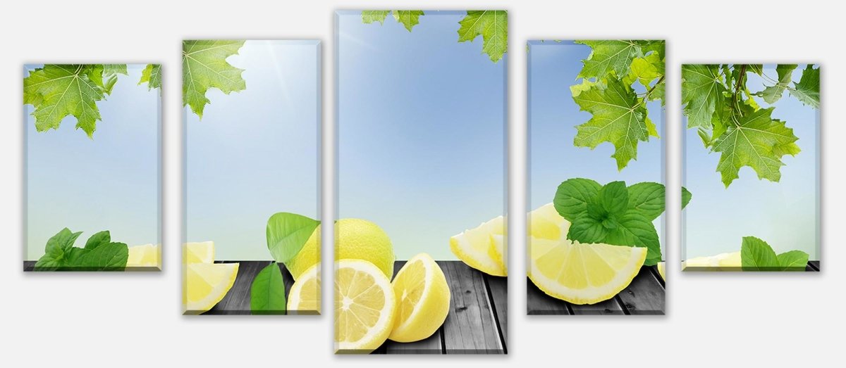 Leinwandbild Mehrteiler Zitronen Grünen Hintergrund M0701 entdecken - Bild 1