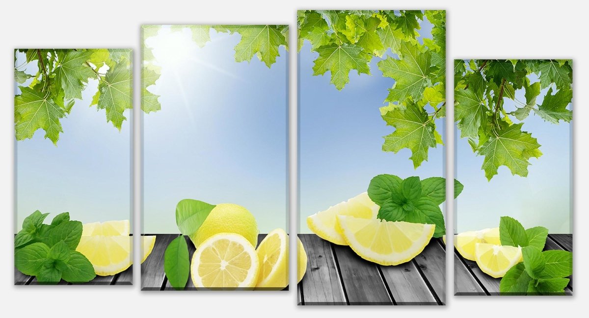 Stretched Canvas Print Lemons Green Background M0701