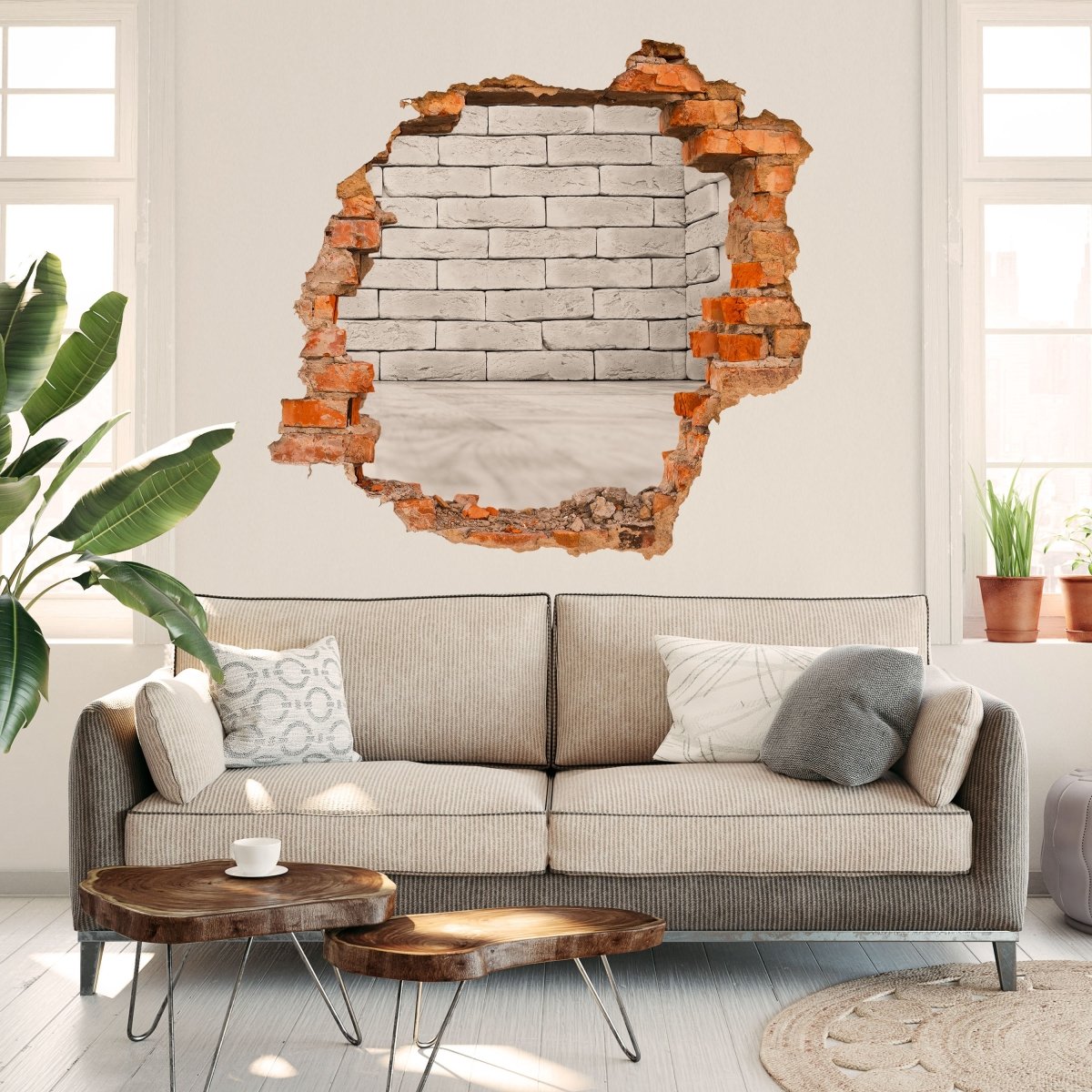 3D wall sticker vintage white wall - Wall Decal M0702