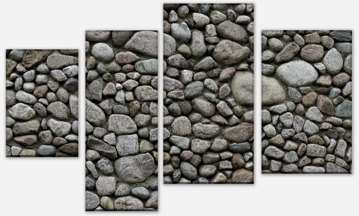Leinwandbild Mehrteiler Runder Natursteinmauer M0708