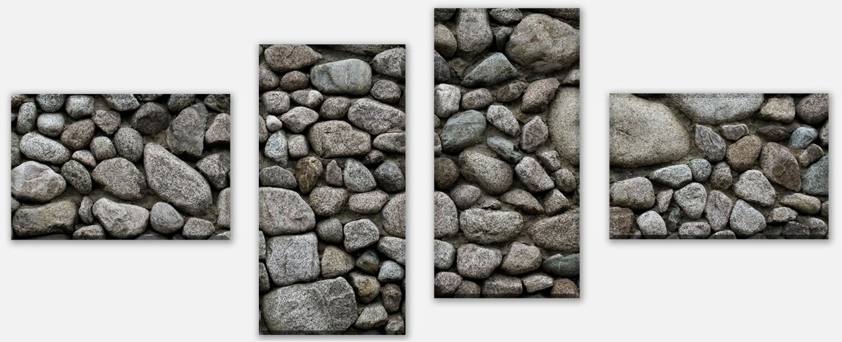 Leinwandbild Mehrteiler Runder Natursteinmauer M0708