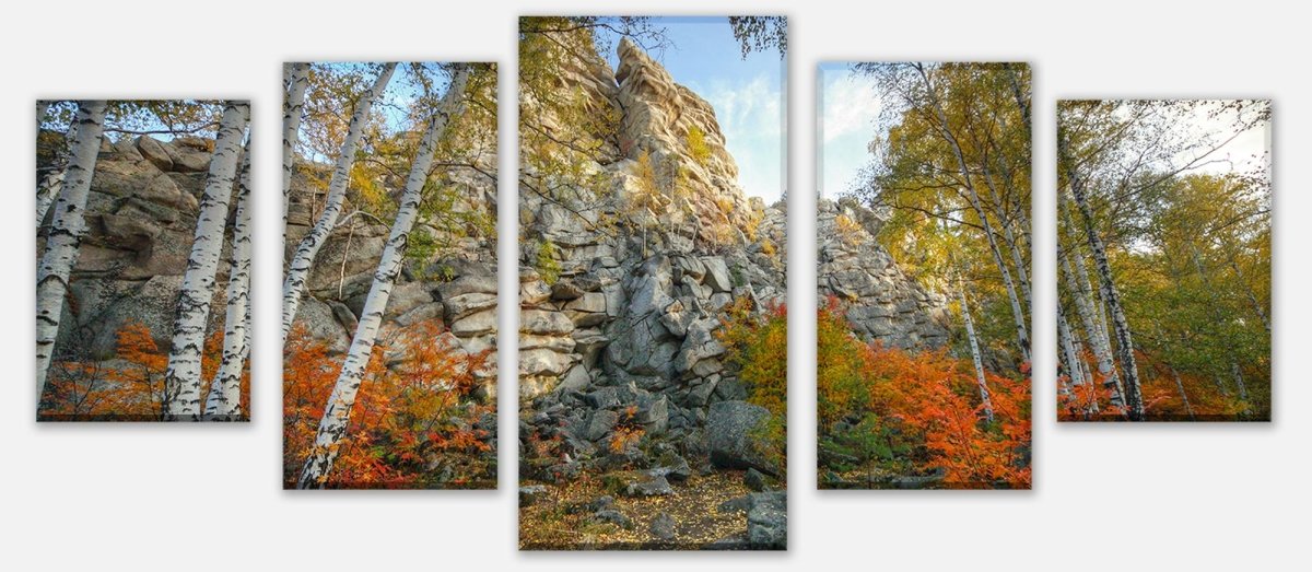Leinwandbild Mehrteiler Herbst Birkenbaum Wald M0716 entdecken - Bild 1