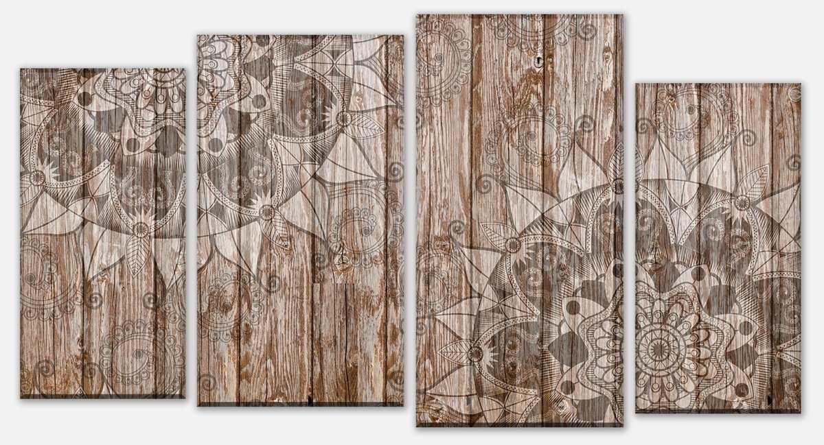 Châssis en toile murale en bois avec des mandalas M0722