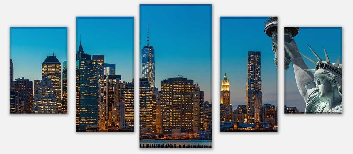 Leinwandbild Mehrteiler New York Skyline Freiheitsstatue M0726 entdecken - Bild 1
