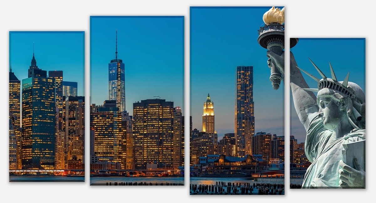 Leinwandbild Mehrteiler New York Skyline Freiheitsstatue M0726