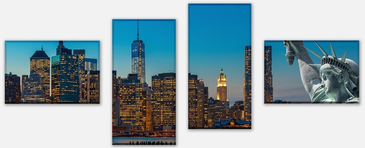 Leinwandbild Mehrteiler New York Skyline Freiheitsstatue M0726