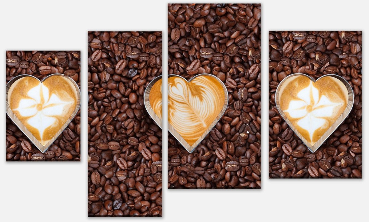 Canvas print Divider coffee beans and coffee hearts M0731
