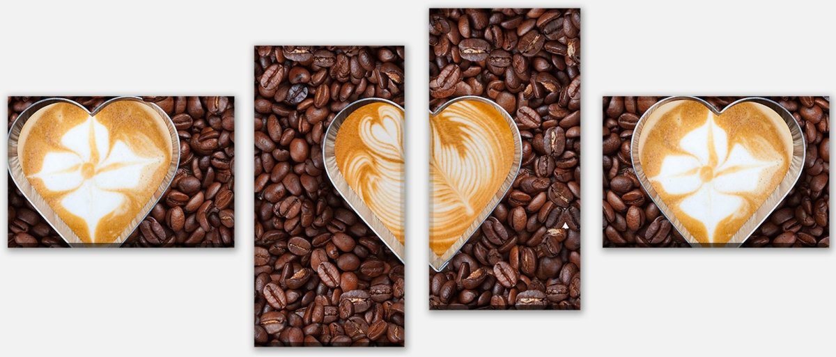 Canvas print Divider coffee beans and coffee hearts M0731