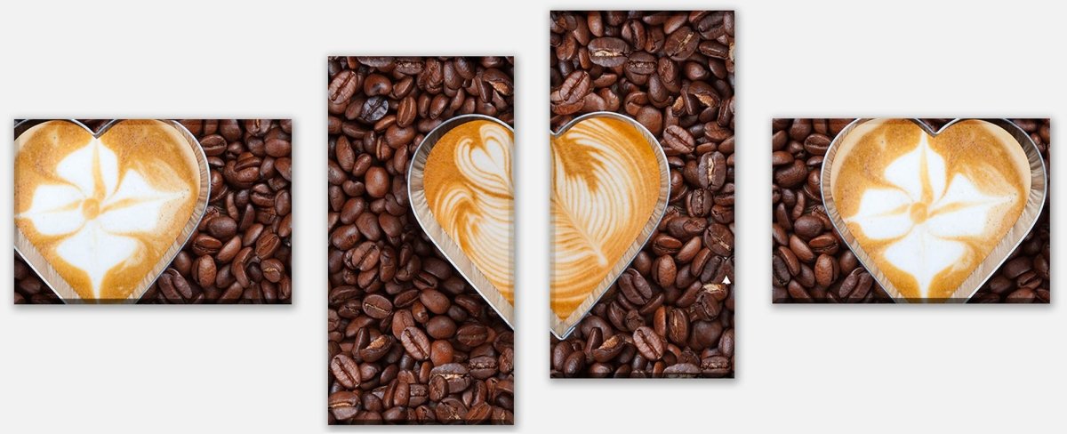 Canvas print Divider coffee beans and coffee hearts M0731