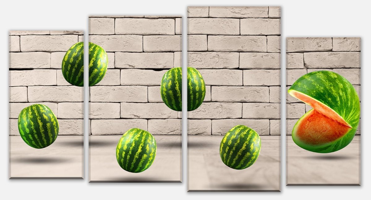 Leinwandbild Mehrteiler Pac - Melone M0739