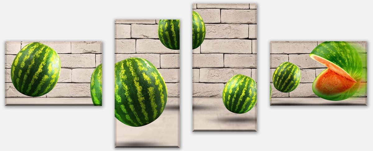 Leinwandbild Mehrteiler Pac - Melone M0739