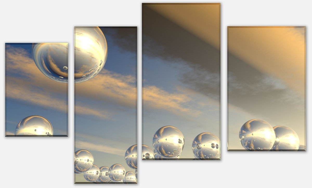 Leinwandbild Mehrteiler Himmel mit futuristischen Sphären M0763