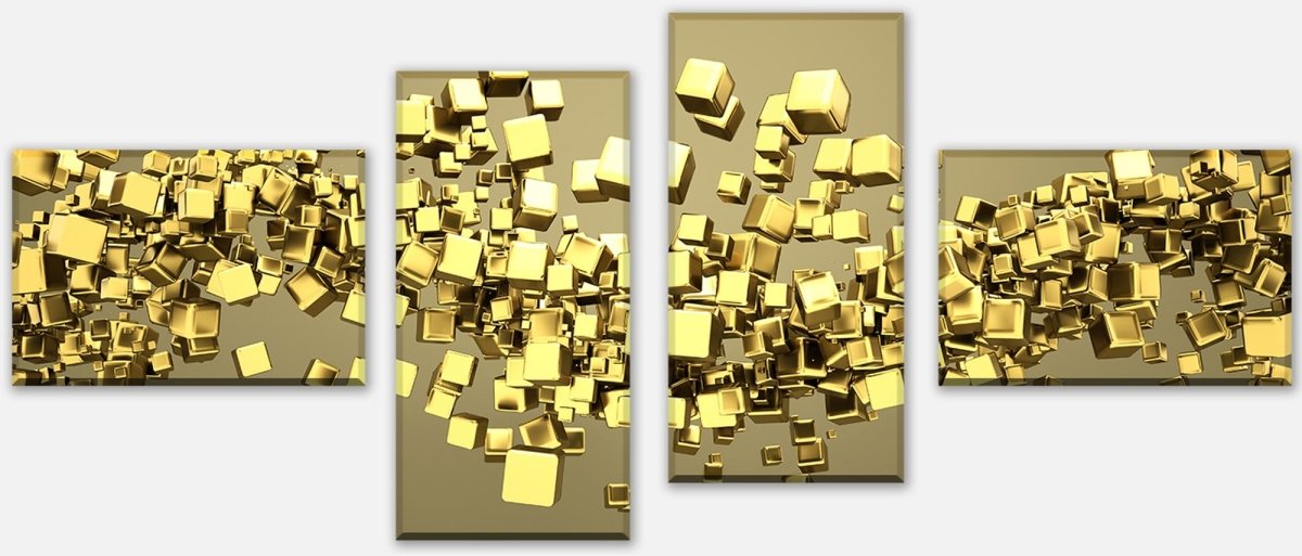 Canvas Print Stretcher Golden Cubes Background M0765
