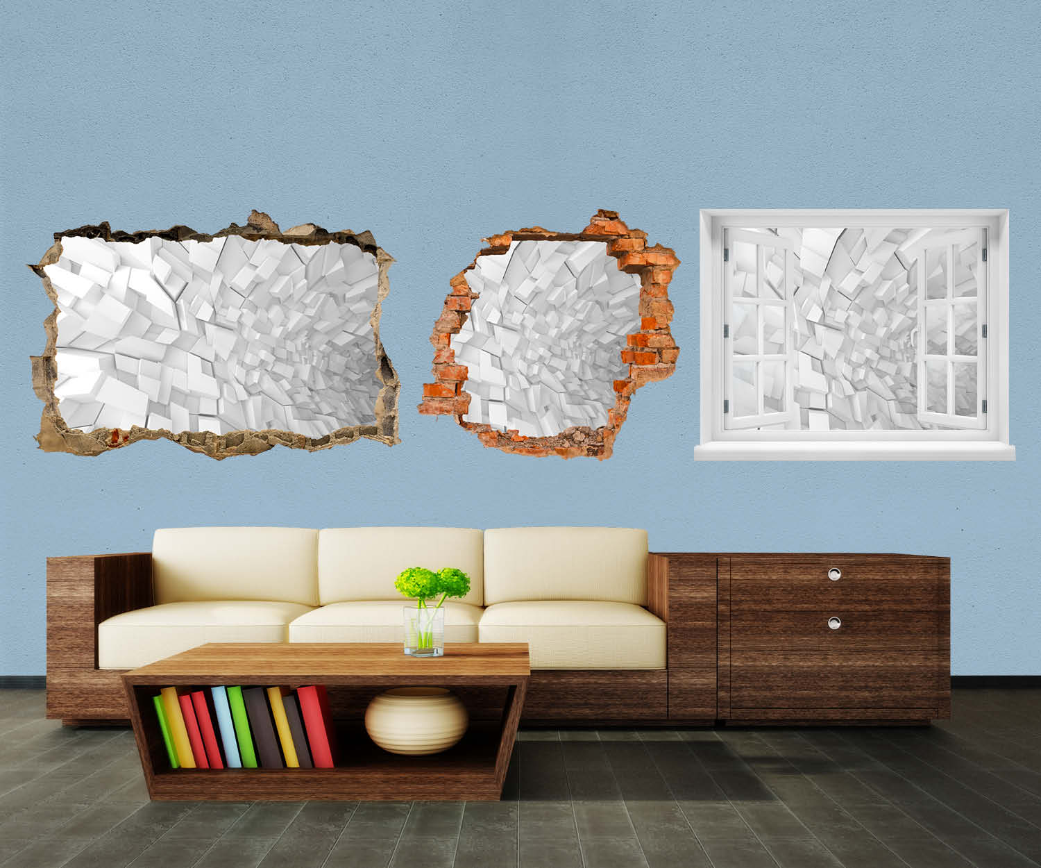 3D-Wandtattoo Innenmuster mit chaotischen Blöcken entdecken - Wandsticker M0767 - Bild 1