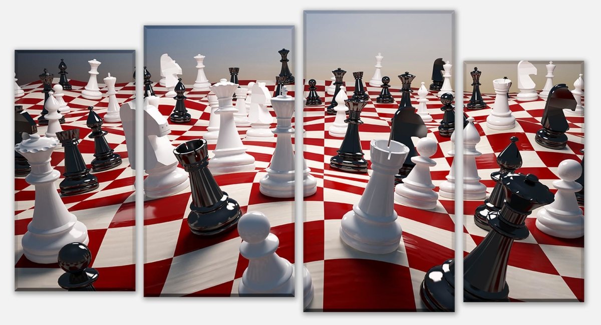 Stretched canvas print Chess on a waving chessboard M0779