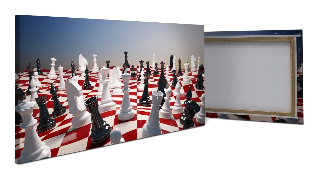Leinwandbild Schach auf einem winkenden Schachfeld M0779 - Bild 1