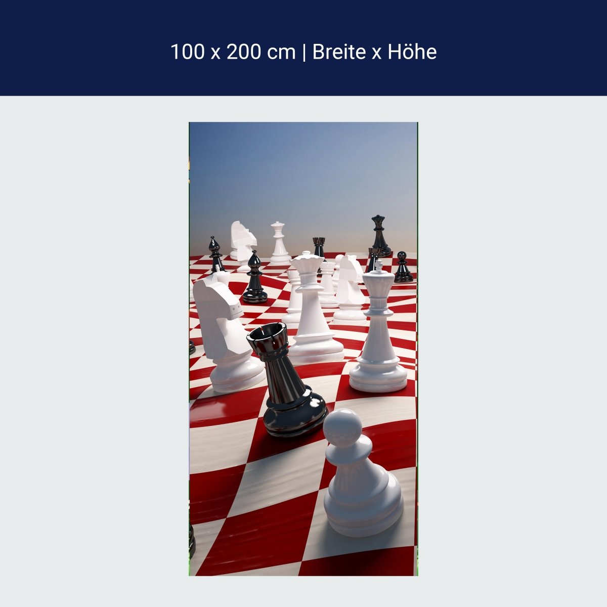 Türtapete Schach auf einem winkenden Schachfeld M0779
