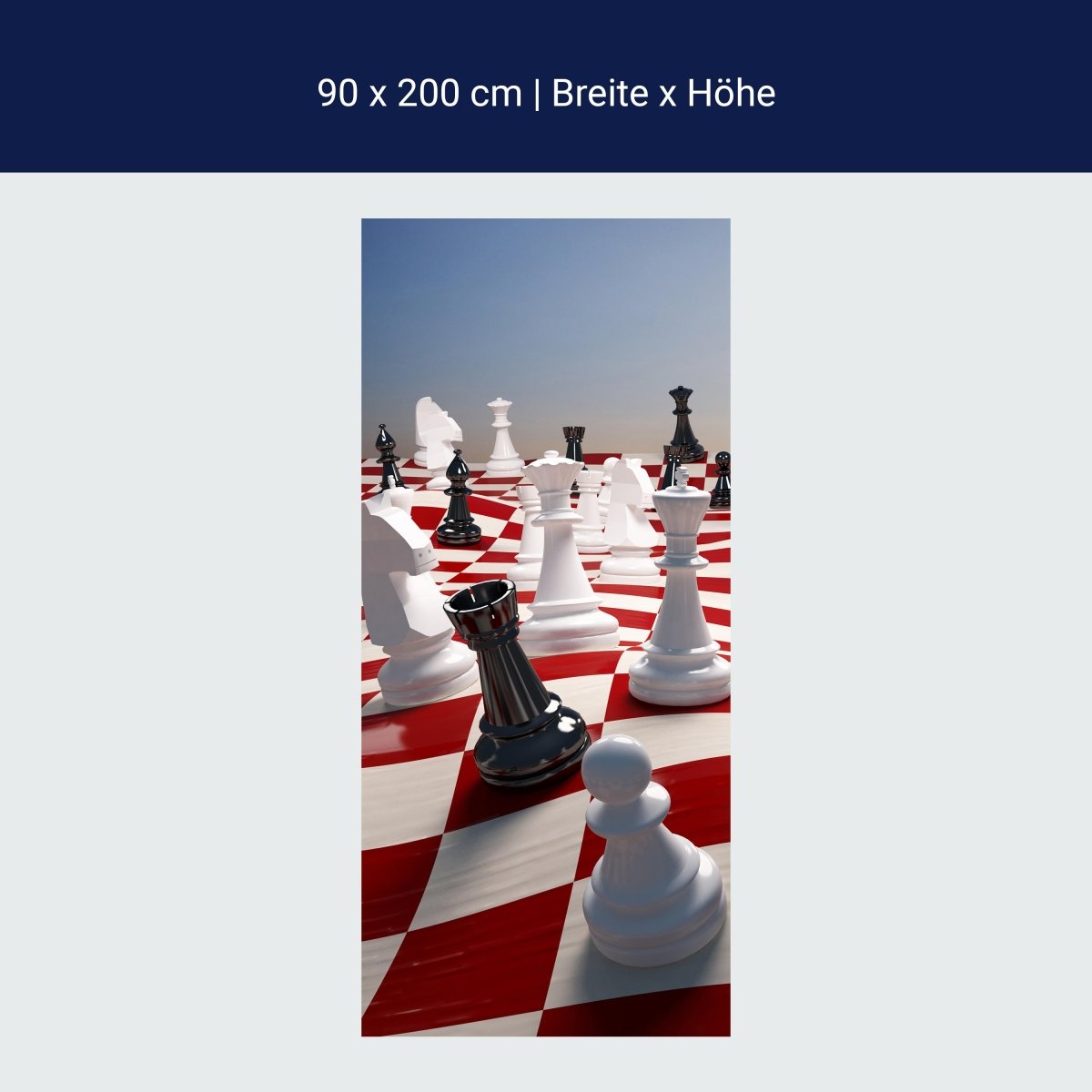 Türtapete Schach auf einem winkenden Schachfeld M0779
