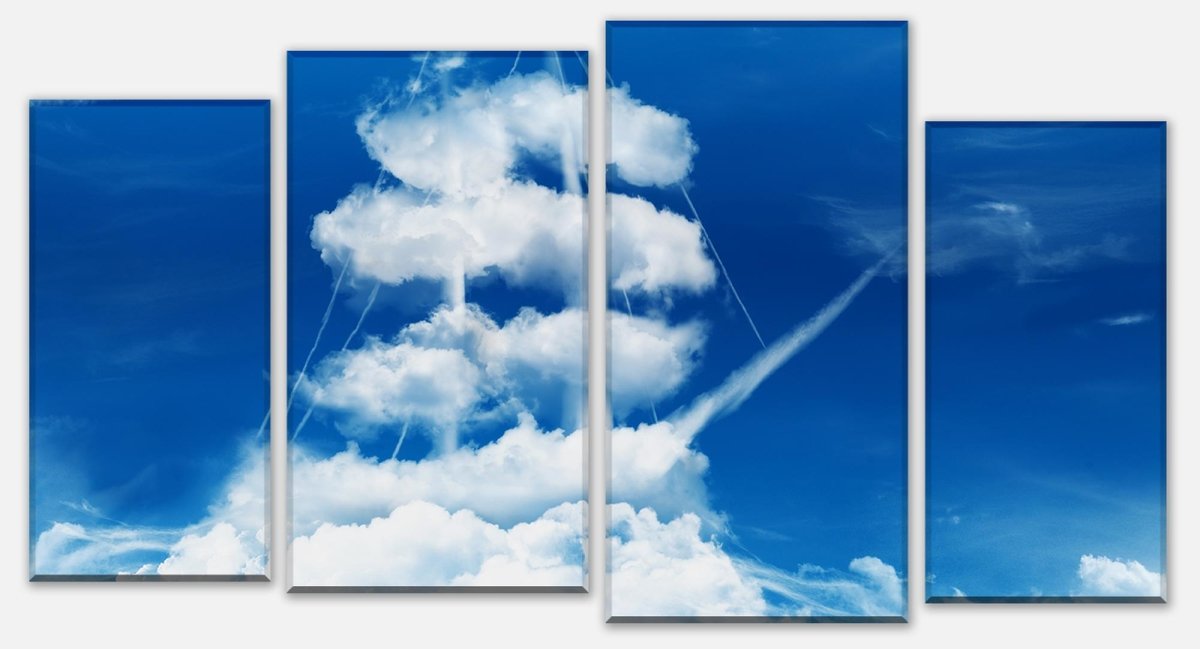 Stretched Canvas Print Sailboat in the shape of a sea of ​​clouds M0781