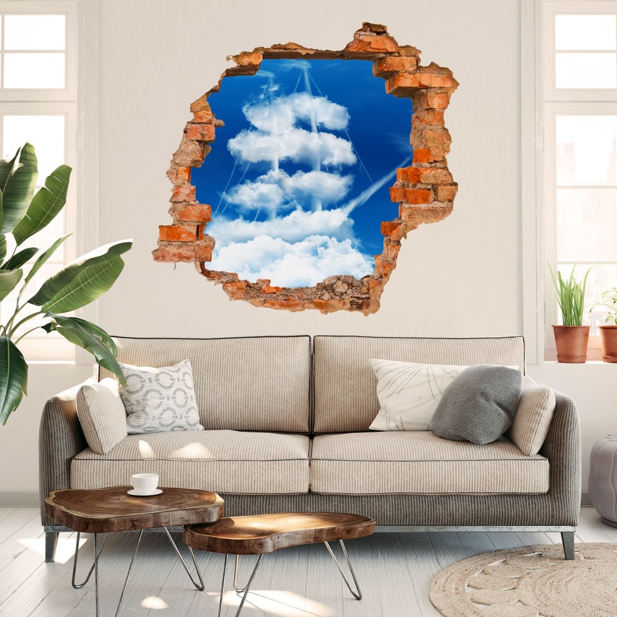 Sticker mural 3D Voilier en forme de mer de nuages ​​- Wall Decal M0781