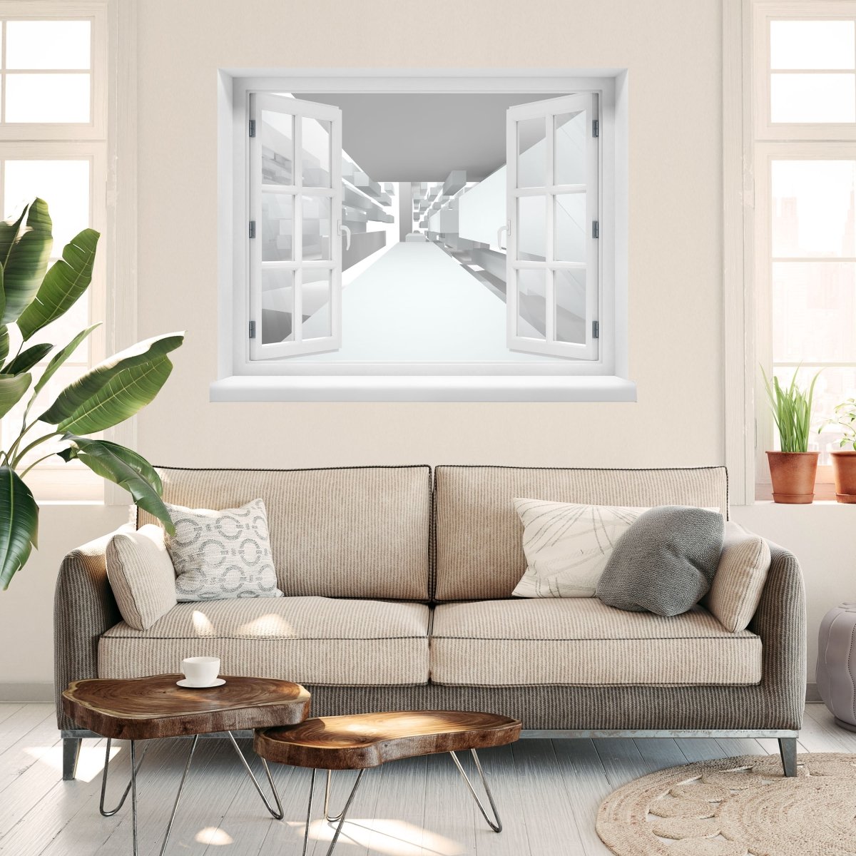 3D Wall Sticker Abstract White Architecture - Wall Decal M0787