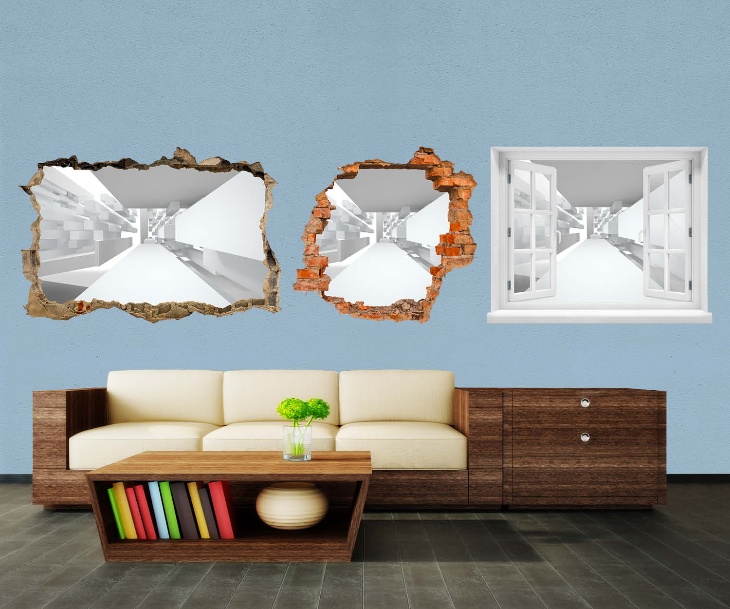 3D-Wandtattoo Abstrakte weiße Architektur entdecken - Wandsticker M0787 - Bild 1