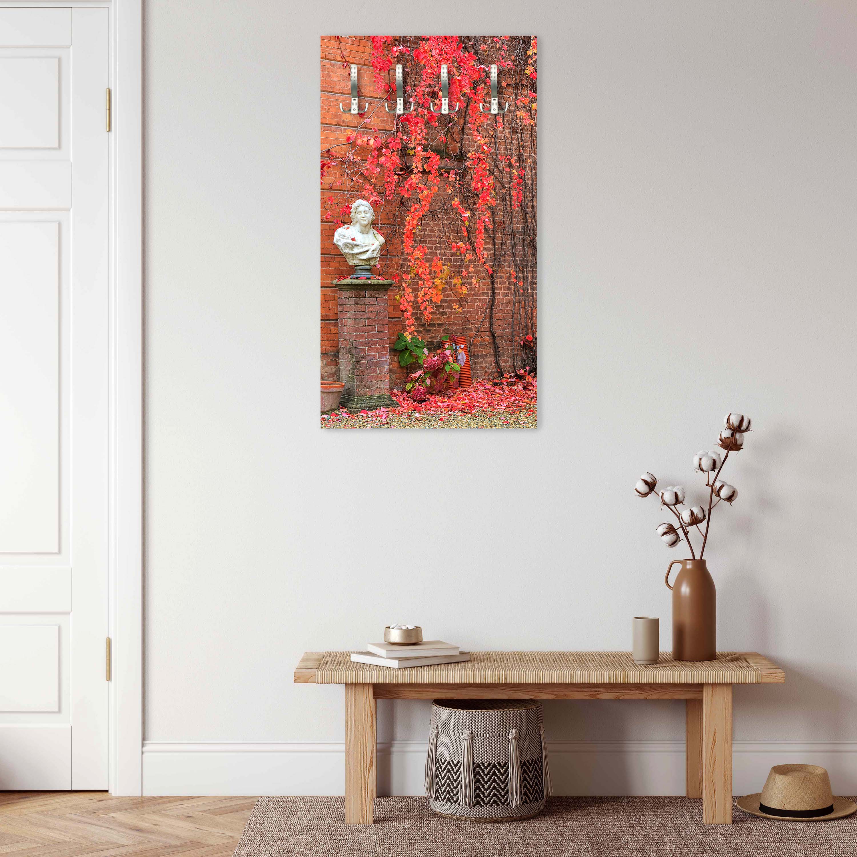 Garderobe Efeu mit roten Blättern wachsen auf einer roten Mauer M0789 entdecken - Bild 6