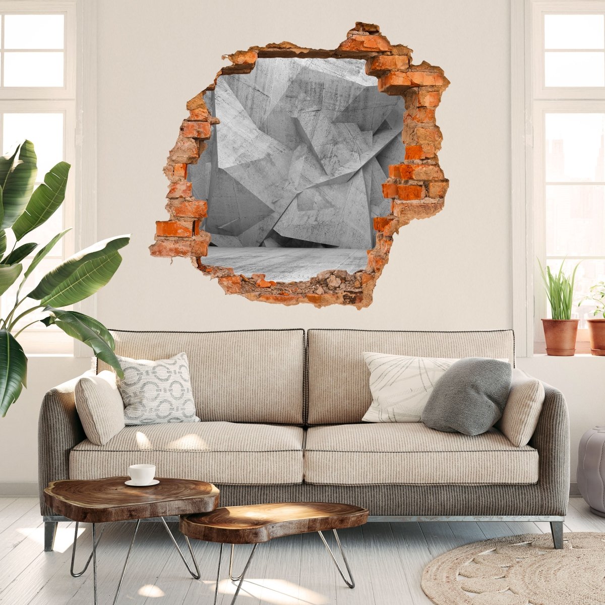 3D Wall Sticker Abstract Concrete Interior - Wall Decal M0792