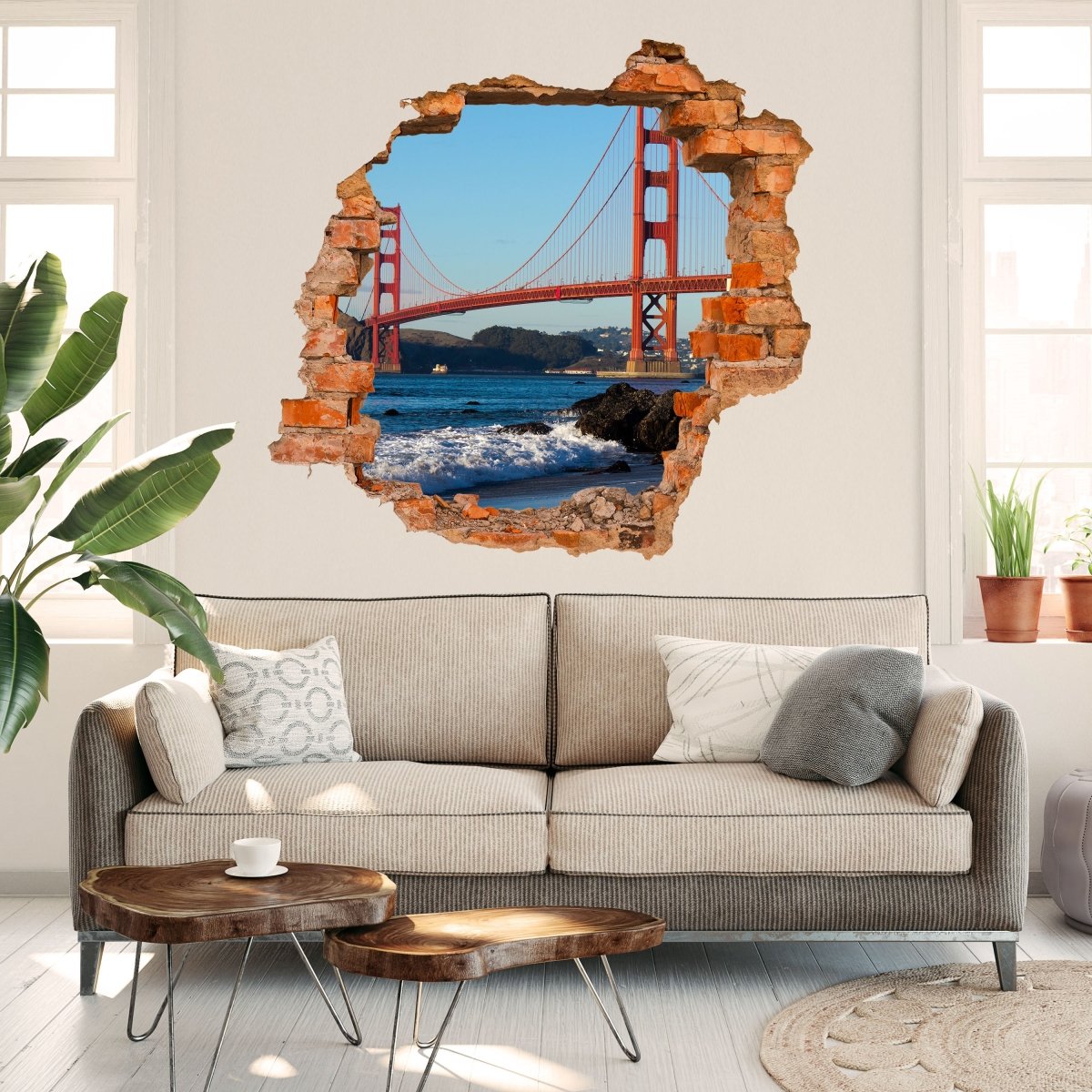 3D Wall Sticker Golden Gate Bridge - Wall Decal M0805