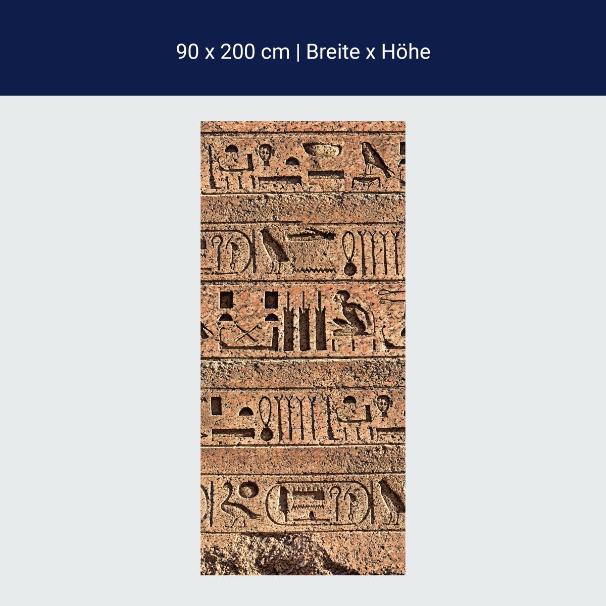 Shower screen Egyptian hieroglyphs on an ancient wall M0806