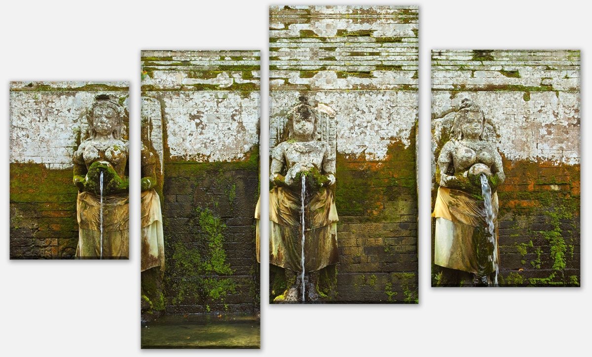 Tableau sur toile Fontaine à panneaux multiples au temple de Goa Gajah, Indonésie M0808