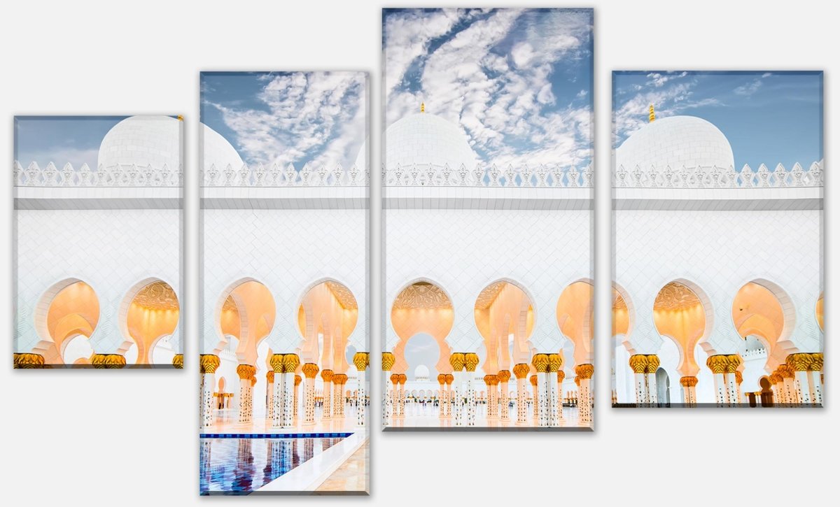 Leinwandbild Mehrteiler Bögen der Großmoschee in Abu Dhabi M0813