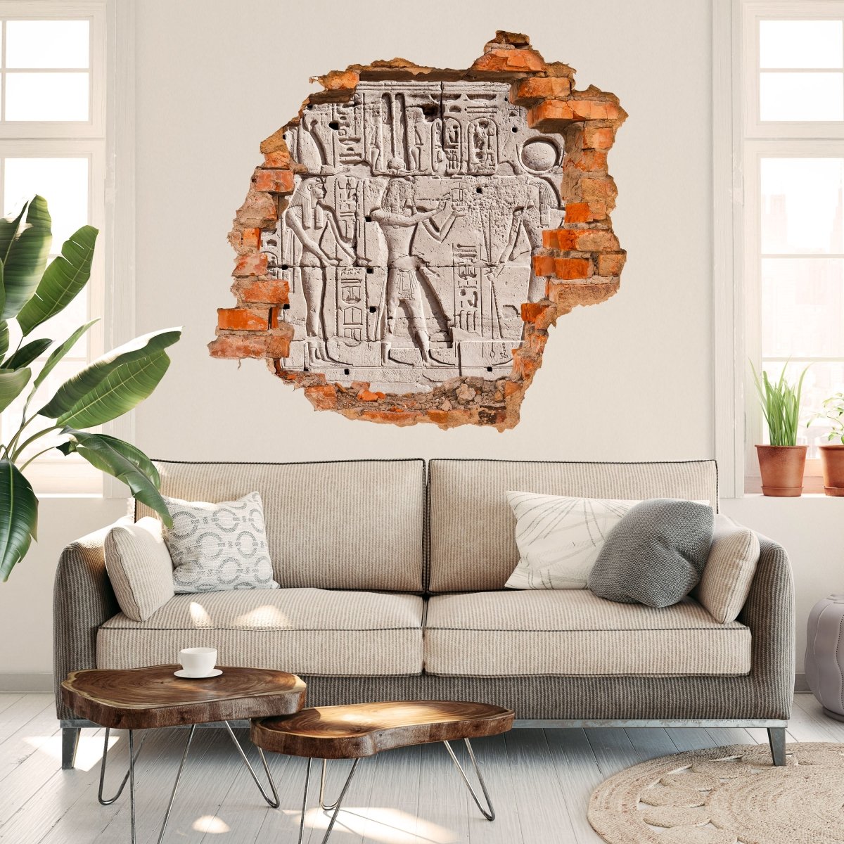 3D-Wandsticker Hieroglyphenschnitzereien an der Wand - Wandtattoo M0817