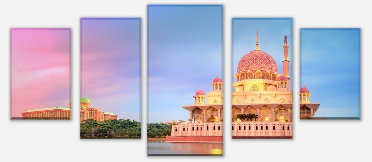 Leinwandbild Mehrteiler Sonnenuntergang über Putrajaya-Moschee M0819 entdecken - Bild 1