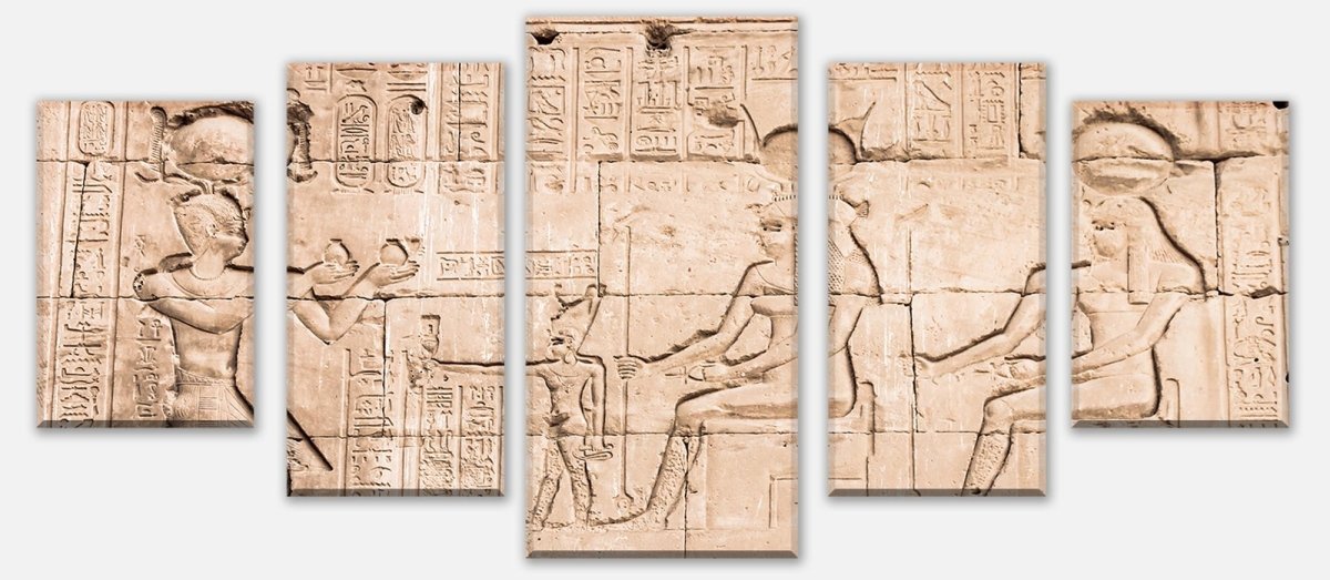 Leinwandbild Mehrteiler Mauer des Tempels von Hathor bei Dendera M0826 entdecken - Bild 1